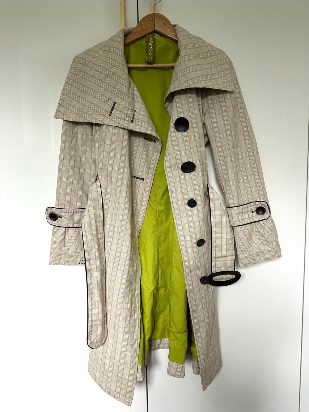 Soia & Kyo belted trench coat plaid Medium - Picture 4 of 9